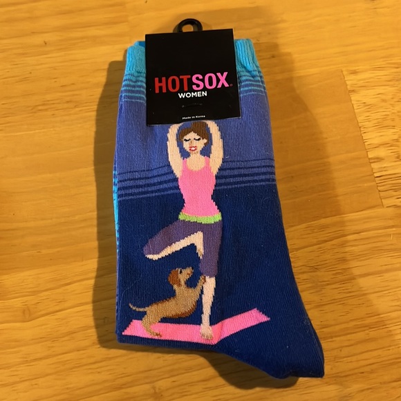 NWT Hot Sox - Yoga Girl with Dog - Picture 2 of 2